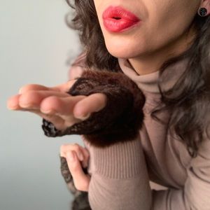 Faux Fur Lace Fingerless Gloves
